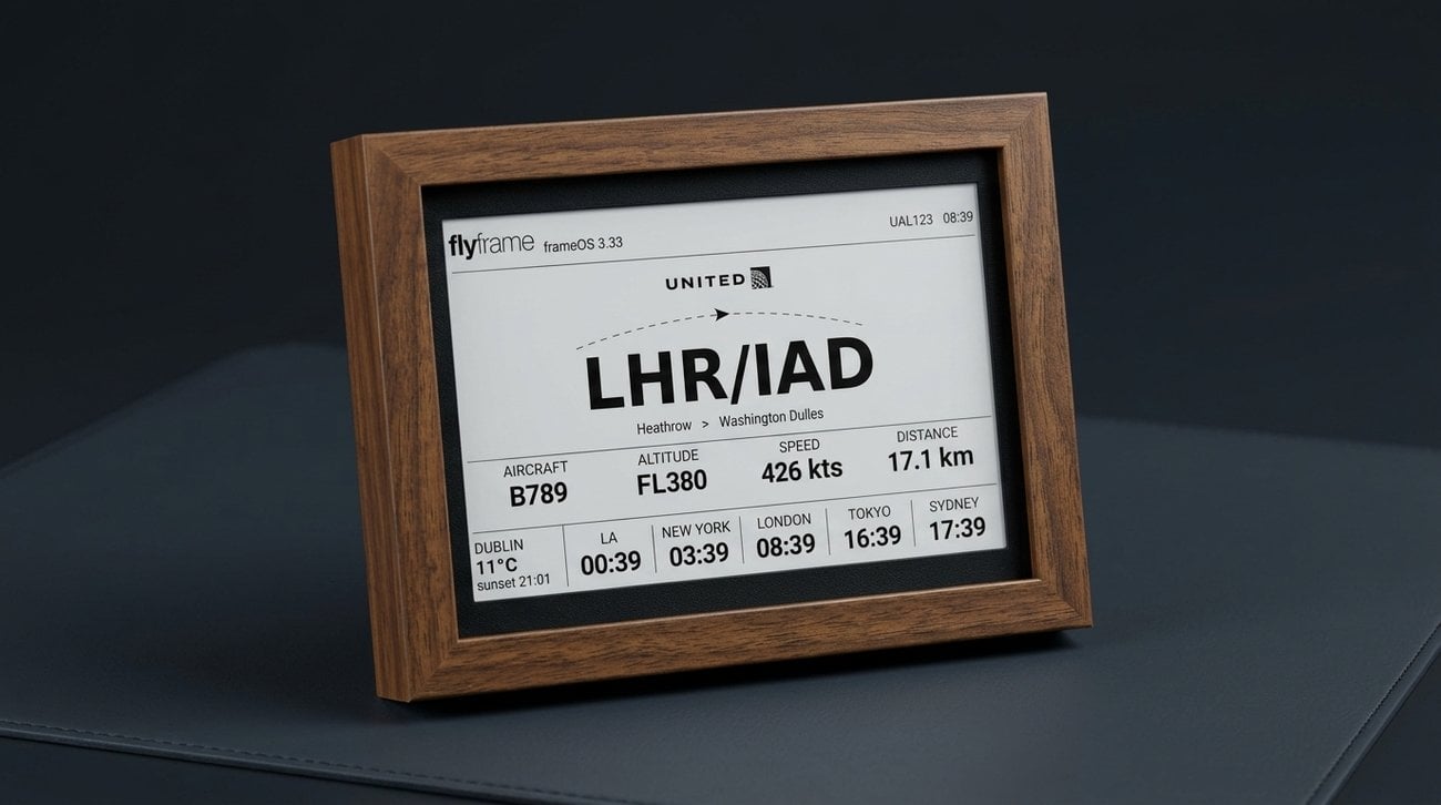 A FlyFrame e-ink flight tracker, a way to bring the airport-spotting feeling home